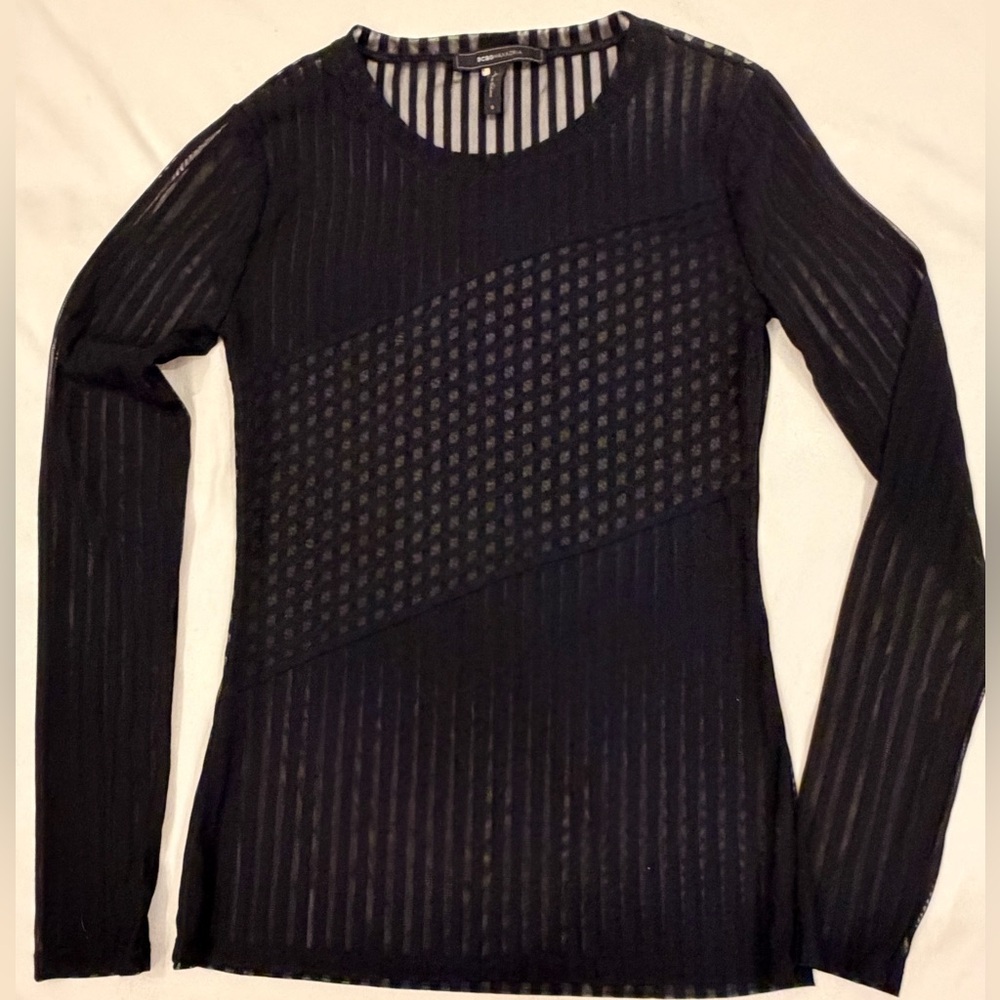 BCBGMaxAzria Black Sheer Blouse